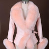 New Autumn Winter Women Faux Leather Jacket With Fur Collar Luxury Faux Fur Coats Jackets Short Embroidery Black Leather jacket