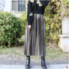 New Autumn Winter High Waisted Skinny Female Gold Velvet Skirt Pleated Skirts Women Ankle Length Party Club Ladies Saia Fenimia