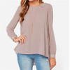 New Autumn Summer Blusas 2017 Women Sexy Casual Loose Shirts Chiffon Tops Long Sleeve O Neck Solid Blouse Plus Size S-6XL