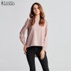 New Autumn Summer Blusas 2017 Women Sexy Casual Loose Shirts Chiffon Tops Long Sleeve O Neck Solid Blouse Plus Size S-6XL