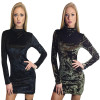 New Autumn Sexy Velvet Dresse Women Long Sleeve Turtleneck Dress For Party Club Elegant Bodycon Mini Pencil Dress WS3453O