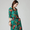 New Autumn  Ethnic Print Cotton Linen women dress Long sleeve O-Neck Casual Loose Long Dresses robe