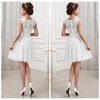 SEBOWEL Autumn Elegant Women Floral Lace Long Dress Floor Length Party Dressess Ladies Half Sleeve Chiffon Dress With Lace S-XXL