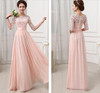 SEBOWEL Autumn Elegant Women Floral Lace Long Dress Floor Length Party Dressess Ladies Half Sleeve Chiffon Dress With Lace S-XXL