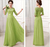 SEBOWEL Autumn Elegant Women Floral Lace Long Dress Floor Length Party Dressess Ladies Half Sleeve Chiffon Dress With Lace S-XXL