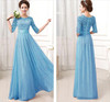 SEBOWEL Autumn Elegant Women Floral Lace Long Dress Floor Length Party Dressess Ladies Half Sleeve Chiffon Dress With Lace S-XXL