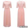 SEBOWEL Autumn Elegant Women Floral Lace Long Dress Floor Length Party Dressess Ladies Half Sleeve Chiffon Dress With Lace S-XXL