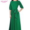 S.FLAVOR Women solid color long dress Elegant O-neck lantern sleeve casual vestidos for female 2018 women Spring Summer dress