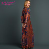 S.FLAVOR women chiffon long dress 2017 hot sale England Style long sleeve deer printing long dress women casual Autumn vestidos