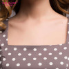 S.FLAVOR Women casual dress 2018 Spring Summer popular Dot printing vestidos for female Women Square collor A-line short dress