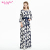 S.FLAVOR Brand Women long Dress hot sale 2017 Autumn Winter Russian Style Print Dresses Long Floor-Length Elegant vestidos