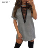 S-XXL Summer T Shirt Dress 2017 Women Deep V Neck Lace Up  Sexy Bodycon Bandage Party Dresses Casual T-Shirt Dress Vestidos S-XXL Summer T Shirt Dress 2017 Women Deep V Neck Lace Up  Sexy Bodycon Bandage Party Dresses Casual T-Shirt Dress Vestidos