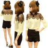 S-XXL Large Size 2017 Fashion Summer Women Lace long Sleeve Chiffon Blouses Shirt Crochet blusa Tops blusas femininas camisa