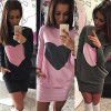 S-XL Pocket Design Winter Dress Women's Bodycon Print Dresses Lady Sexy Long Sleeve Dress Black Friday Office Vestidos
