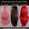 S-noilite Long Wavy Cosplay Red Green Puprle Pink Black Blue Sliver Gray Blonde Brown Synthetic Hair Wigs