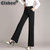S-6XL Plus Size Womens Pants Spring Autumn Women Wide Leg office Pants High Waist Ladies Pants Black Formal Straight Trousers