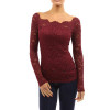 S-5XL Women Floral Lace Blouses Hollow Out Long Sleeve Slim Blouse Shirt Sexy Slash Neck Crochet Party Tops Blusas Plus Size