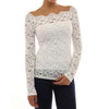 S-5XL Women Floral Lace Blouses Hollow Out Long Sleeve Slim Blouse Shirt Sexy Slash Neck Crochet Party Tops Blusas Plus Size