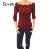 S-5XL Women Floral Lace Blouses Hollow Out Long Sleeve Slim Blouse Shirt Sexy Slash Neck Crochet Party Tops Blusas Plus Size