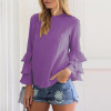 S-5XL Plus Size Pleated Ruffle Sleeve Women Blouses for Pregnant Women Loose Tops Causal Long Sleeve T shirt Maternity Clothes