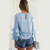 S-5XL Plus Size Pleated Ruffle Sleeve Women Blouses for Pregnant Women Loose Tops Causal Long Sleeve T shirt Maternity Clothes