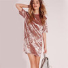 2017 New Fashion Casual Summer Women Dress Loose Solid Short Sleeve Velvet Dress Sexy Party Mini Dresses Robe Vestidos de fiesta