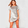2017 New Fashion Casual Summer Women Dress Loose Solid Short Sleeve Velvet Dress Sexy Party Mini Dresses Robe Vestidos de fiesta