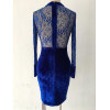 2017 New Fashion Autumn Winter Vestidos Long Sleeve Hollow Out Lace Dress Elegant Evening Party Dresses Velvet Women Dress C2315