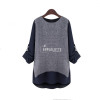 2017 New Plus Size 5XL Shirt Women Tops Casual Autumn Patchwork Fake Two Pieces Pullovers O Neck Long Sleeve Loose Women Blouses