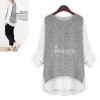 2017 New Plus Size 5XL Shirt Women Tops Casual Autumn Patchwork Fake Two Pieces Pullovers O Neck Long Sleeve Loose Women Blouses