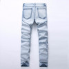 2017 New mens jeans brand destroyed hole jeans straight men's biepA jeans slim frayed denim true harem jeans for men