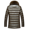 2017 New Men's PU Leather Down Jacket Men coat Fox Fur collar Coat Men Leather Jackets Coats Winter Down Coat Warm Parka