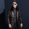 2017 New Men's PU Leather Down Jacket Men coat Fox Fur collar Coat Men Leather Jackets Coats Winter Down Coat Warm Parka