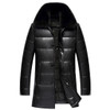 2017 New Men's PU Leather Down Jacket Men coat Fox Fur collar Coat Men Leather Jackets Coats Winter Down Coat Warm Parka