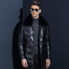 2017 New Men's PU Leather Down Jacket Men coat Fox Fur collar Coat Men Leather Jackets Coats Winter Down Coat Warm Parka