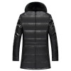 2017 New Men's PU Leather Down Jacket Men coat Fox Fur collar Coat Men Leather Jackets Coats Winter Down Coat Warm Parka