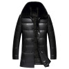 2017 New Men's PU Leather Down Jacket Men coat Fox Fur collar Coat Men Leather Jackets Coats Winter Down Coat Warm Parka
