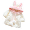Fashion Autumn Winter Baby Girls Fleece Faux Fur Hooded Rabbit Ear Cloak Cape Kids Hoody Jacket Coat Cardigans Outwear MT1356