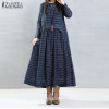 Fashion Autumn Dress 2017 ZANZEA Women Striped Print Dresses Long Sleeve O Neck Vintage  Loose Long Vestidos Plus Size S-5XL Fashion Autumn Dress 2017 ZANZEA Women Striped Print Dresses Long Sleeve O Neck Vintage  Loose Long Vestidos Plus Size S-5XL