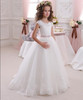 2017 Romantic White Puffy Flower Girl Dress for Weddings Organza Ball Gown Girl Party Communion Dress Pageant Gown