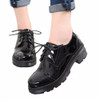 2017 Retro Oxfords Brogue Women Shoes Fashion Patent Leather Platform Casual Shoes Round Toe Flats Lace Up Plus Size 40 WFS521