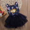 2017 Princess Baby Dress Newborn Infant Baby Girl Clothes Floral Crown Print Tutu Ball Gown Party Dresses for 0-24M Children