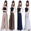 Casual Womens Elastic Waist Loose Long Culottes Wide Leg Pant Trouser Sweatpants