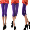 Casual Women Seamless Solid Stretch Skinny Cropped To the Calf Legging Half Pants