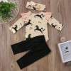Casual Winter Baby Girl Clothes Newborn Infant Baby Girl Clothes Printed Bodysuit Pants Headband 3PCS Girls Clothes Set 0-24M