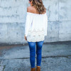 Casual Summer Chiffon Blusas Women Blouse Off Shoulder Long Sleeve Lace Shirt Tops Plus Size Sexy Blouses
