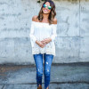 Casual Summer Chiffon Blusas Women Blouse Off Shoulder Long Sleeve Lace Shirt Tops Plus Size Sexy Blouses