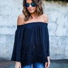 Casual Summer Chiffon Blusas Women Blouse Off Shoulder Long Sleeve Lace Shirt Tops Plus Size Sexy Blouses