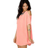 Casual Short Sleeve Off shoulder O-neck Chiffon Dress for Summer Cozy Pour Color Ladies Vestidos