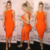 2017 Autumn new women sexy Celebrity party bandage dress Runway orange Dress O-Neck Side hollowed out Club dresses Vestidos